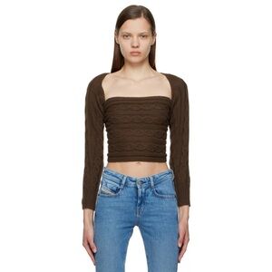 Gimaguas Brown Knit Wrap Sweater
